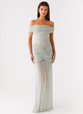 Eyllin Off Shoulder Maxi Dress - Sage