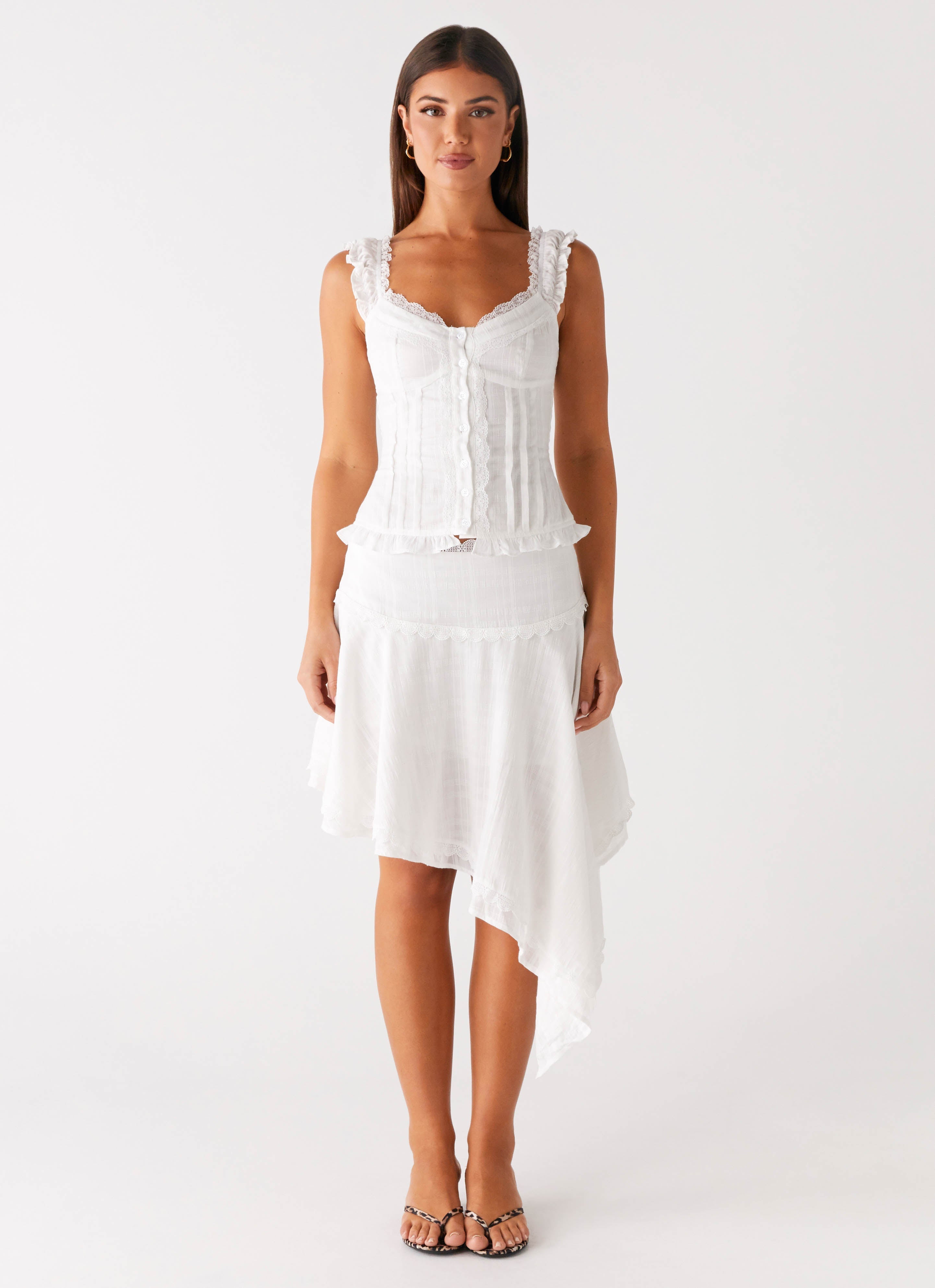 Clearwater Mist Midi Skirt - White